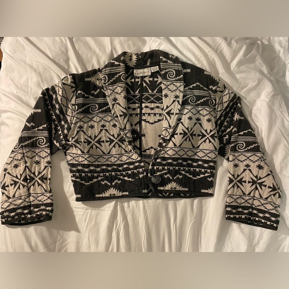 cropped vintage aztec blazer